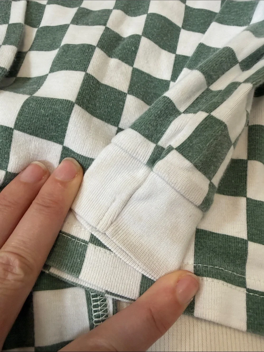 Primary Green and White Checkered Pajama Set (2-3y) *fair condition*